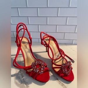 Schutz Floralicie Sandal in Red